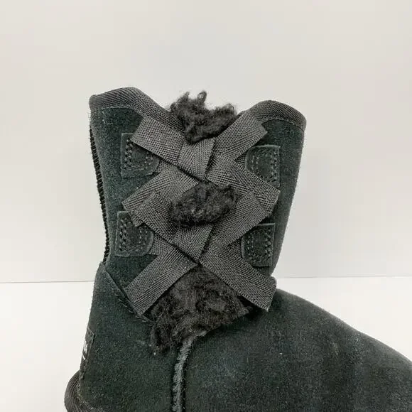 KOOLABURRA by UGG Victoria Black Suede Boots Bow Detail 1090330 Toddler Girls 8
